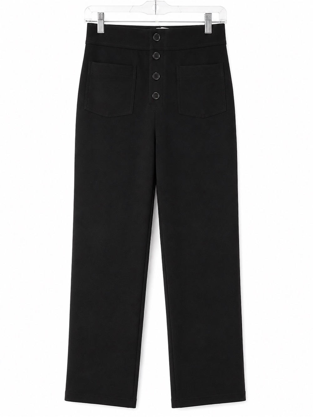 HALARA Black High-Rise Straight Leg Pants with Front Patch Pockets